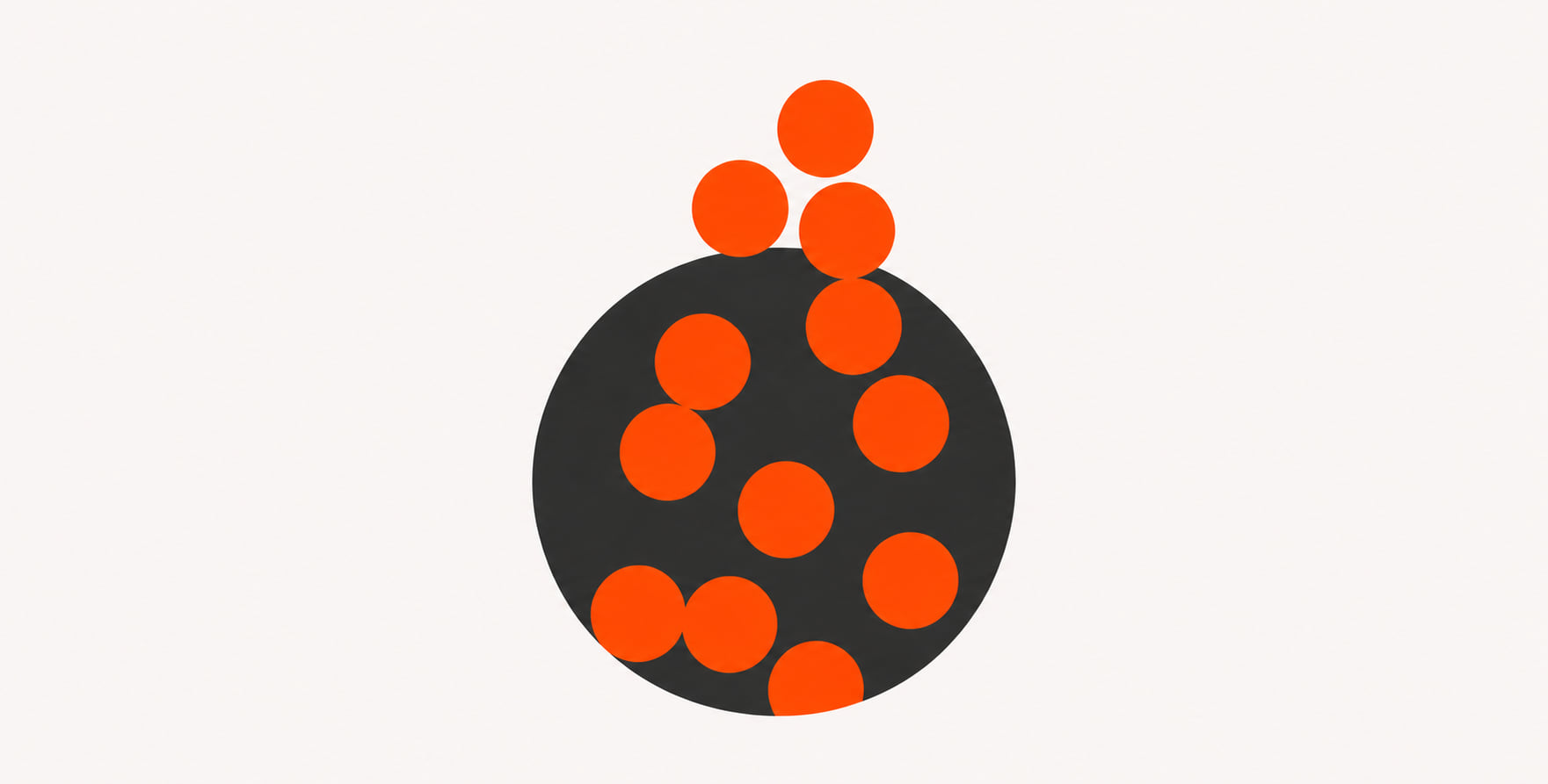 Abstract black circle with orange dot clusters